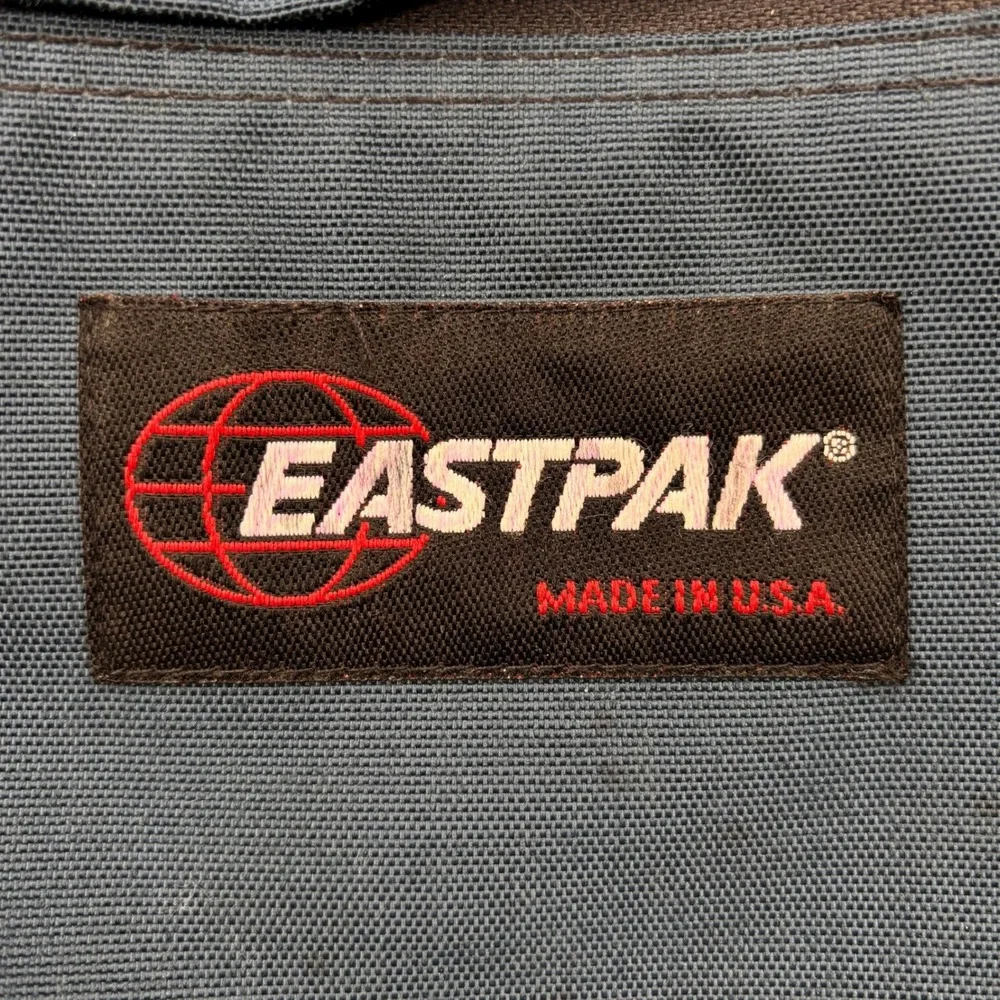 Eastpak Backpack Navy Blue Made in USA Vintage Canvas School Bag 2 Pocket